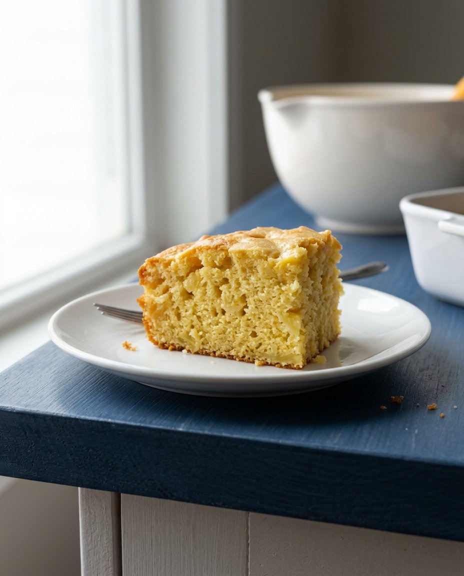 Mandarin orange cake batter showing the suspension of fruit segments.
