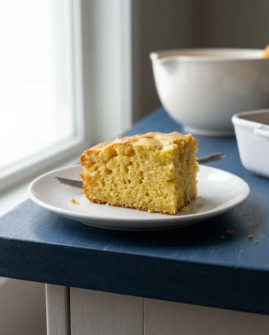 Mandarin orange cake batter showing the suspension of fruit segments.