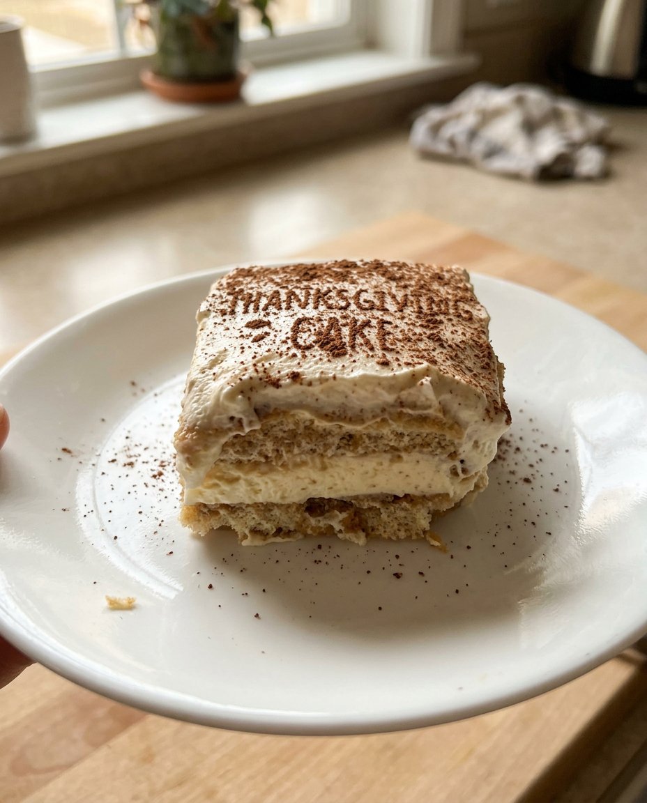 Thanksgiving Cake 12 A collection of baking ingredients including pecans, pumpkin puree, cream cheese, and spices on a rustic wooden table.