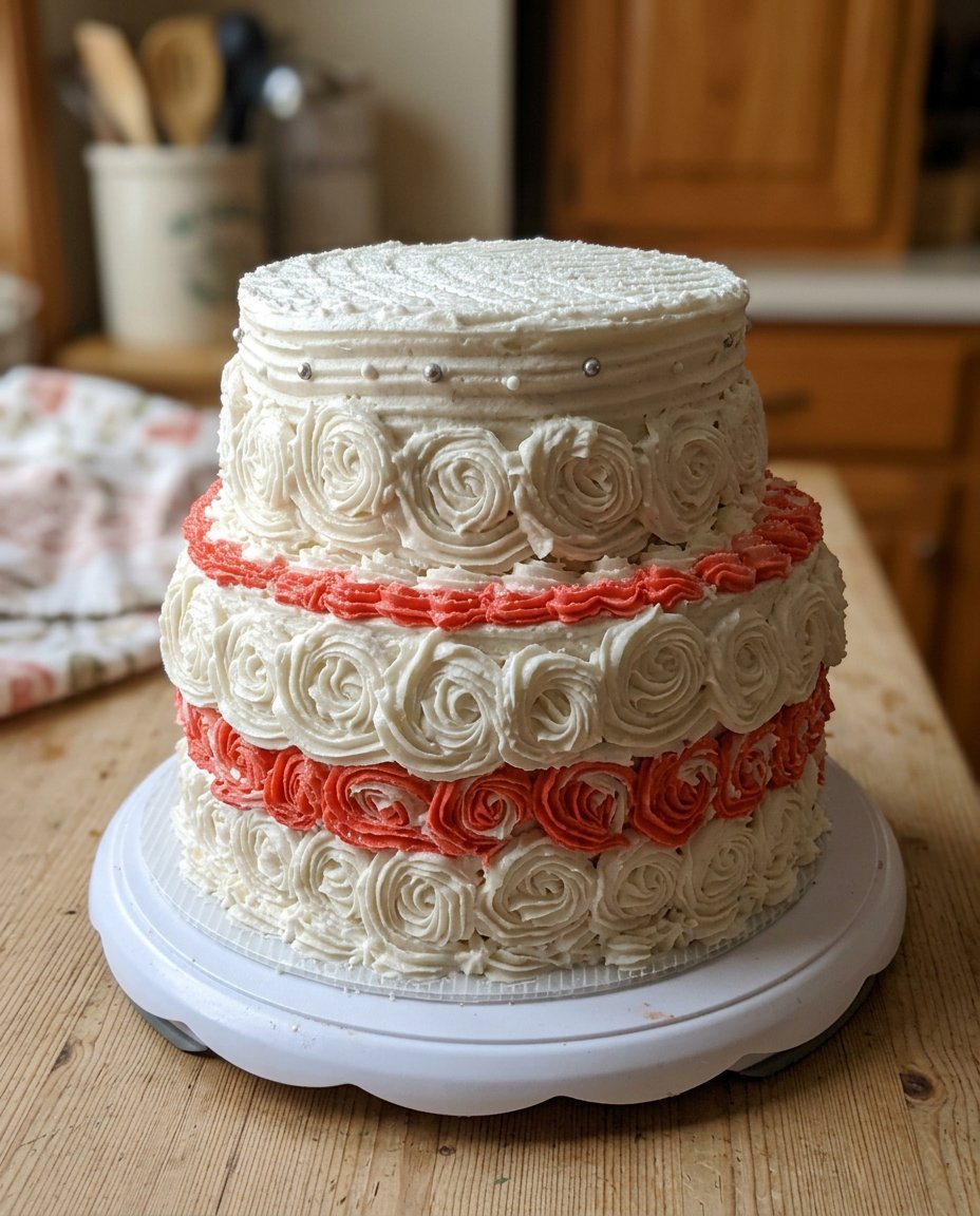 Cake Flowers 12 Ingredients for cake including sour cream, egg whites, almond extract and flour arranged on a stone counter.