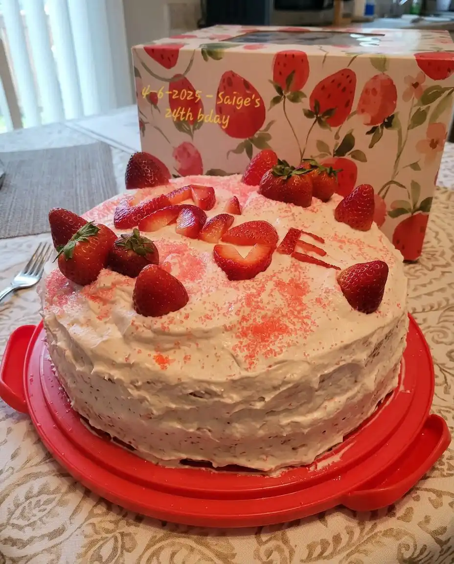 Strawberry Yogurt Cake 12 Fresh strawberries, greek yogurt, and lemon on a wooden table