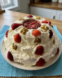 New cake design featuring a white almond sour cream cake base with smooth frosting