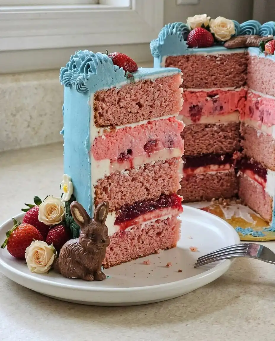 Close up of a slice of bday cake showing the moist and tender crumb
