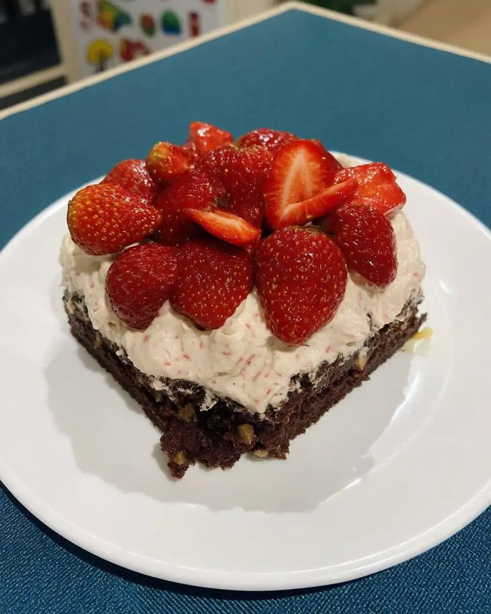 Close up of a chocolate cake slice showing the moist and even crumb structure