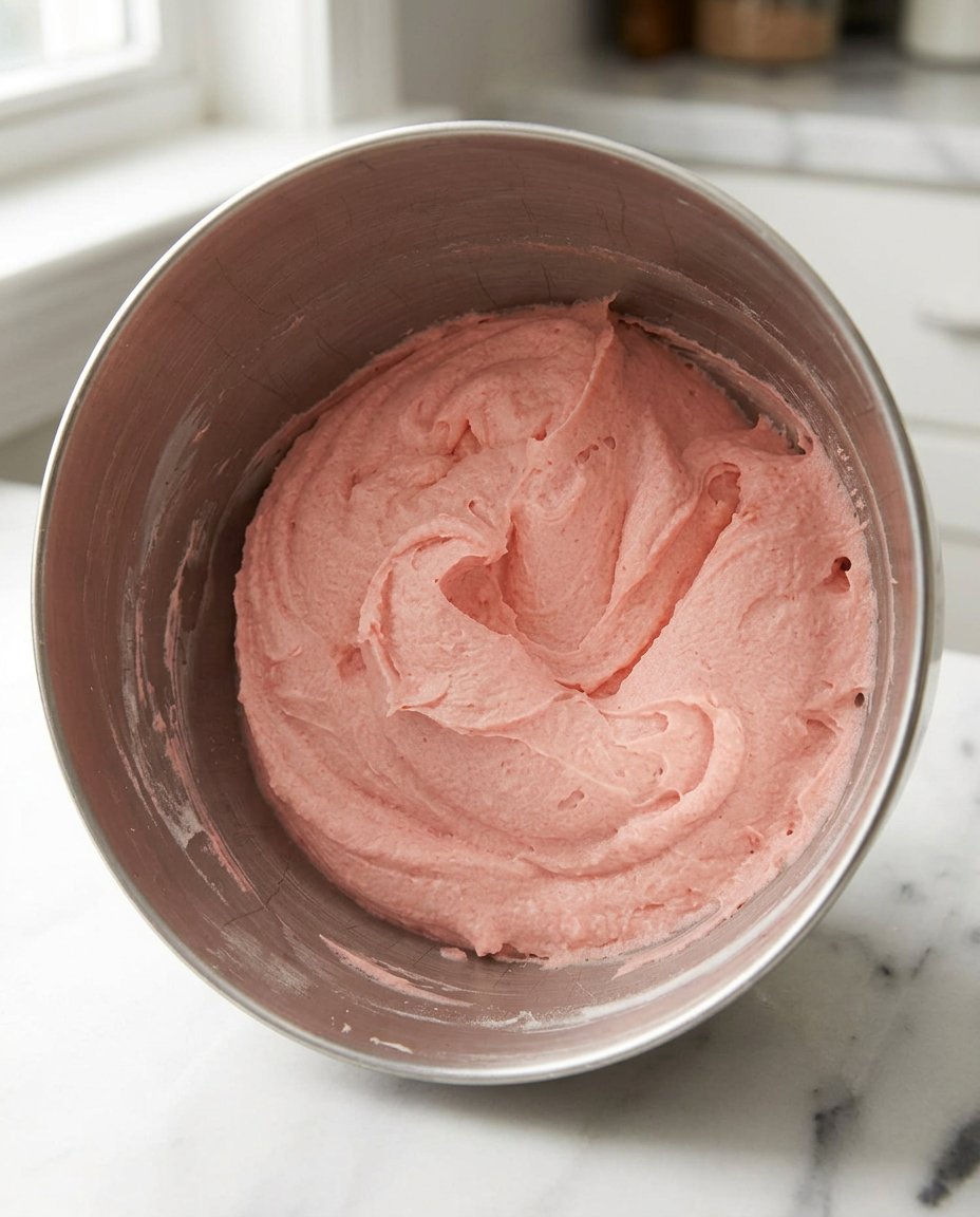 Detailed texture of the strawberry cake surface with roasted berries