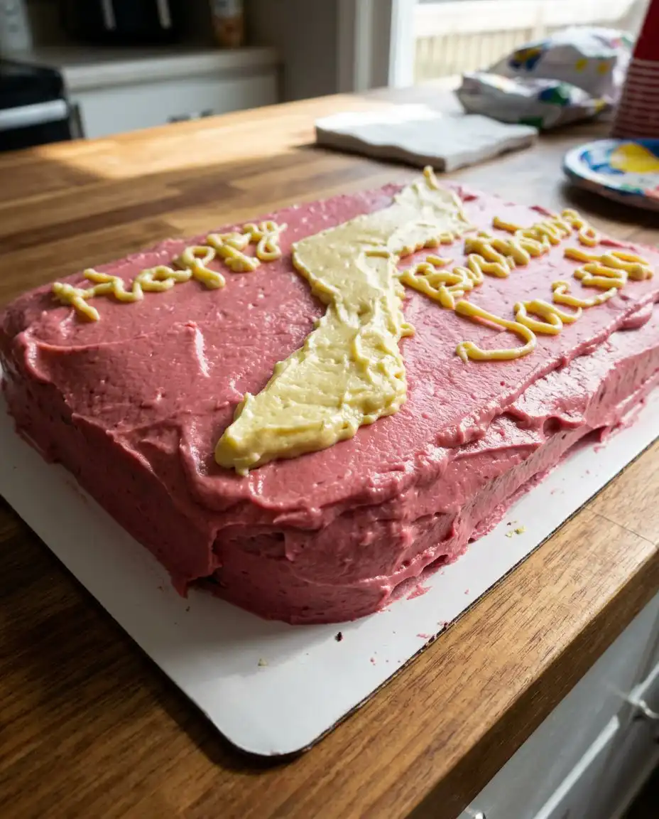A clean slice of three layer cake with chocolate cream cheese frosting