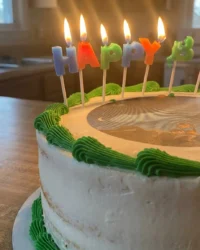 A beautiful photo cake with a smooth edible topper and a creamy cheesecake base.