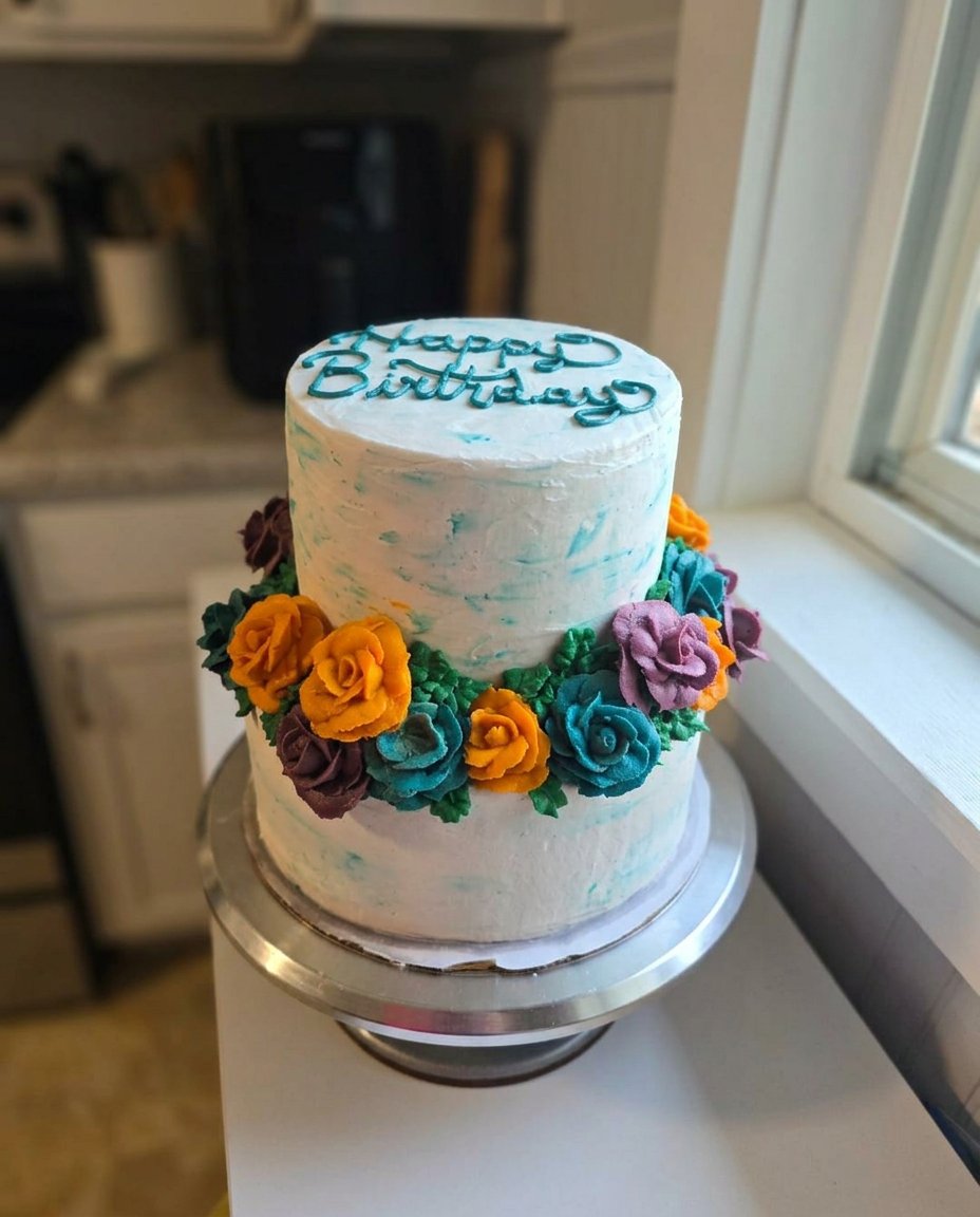 Methodical hole pattern in a warm chocolate cake for saturation