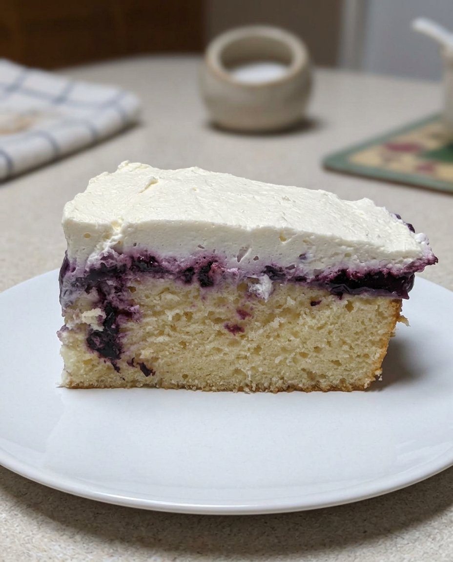A hand using a wooden spoon handle to poke holes in a golden sheet cake