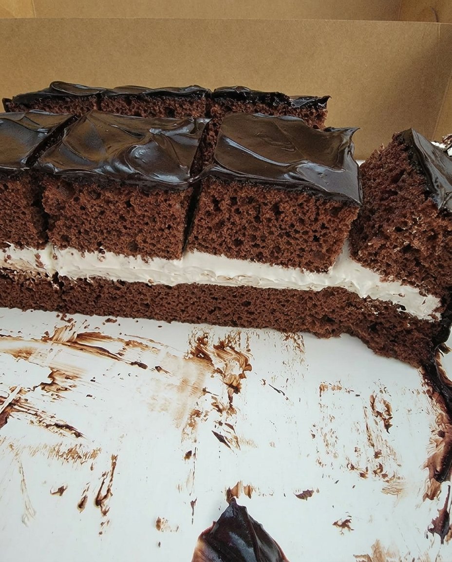 Square Cake 14 A slice of chocolate square cake next to a cup of turkish coffee