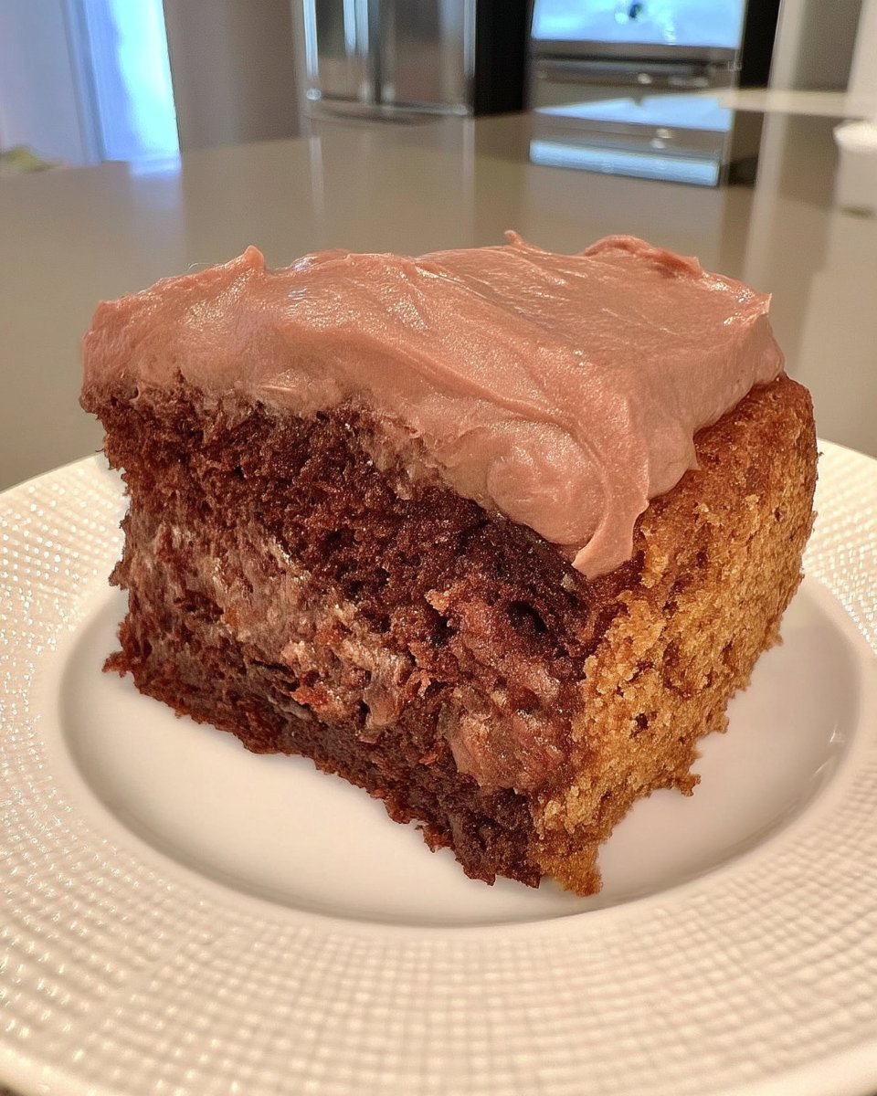 A golden simple cake sitting on a rustic wooden board with a soft crumb visible