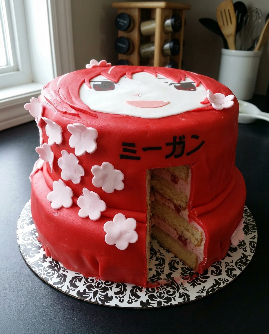 A slice of lemon anime cake showing the moist internal crumb