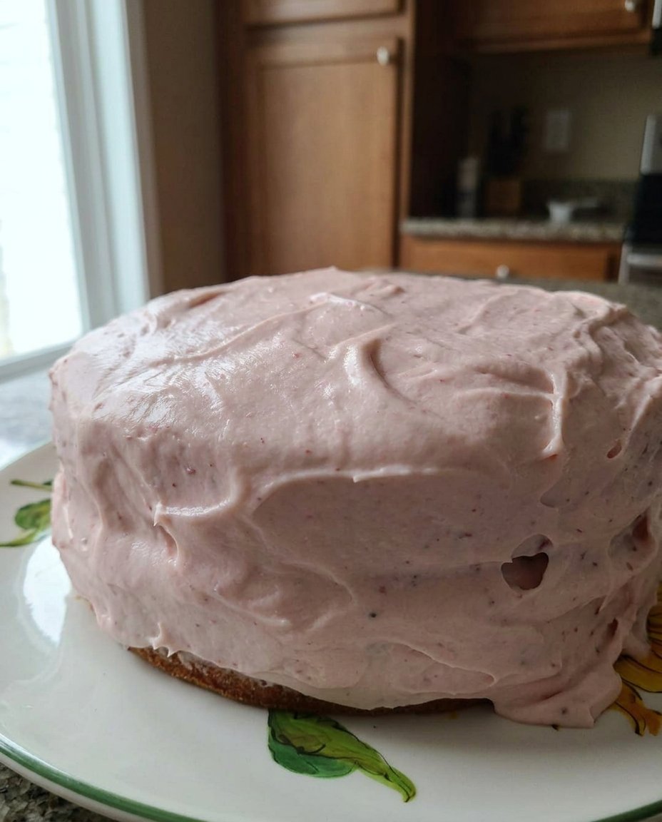 Fresh Strawberry Cake 14 A slice of strawberry cake served on a plate next to a small cup of Turkish coffee.
