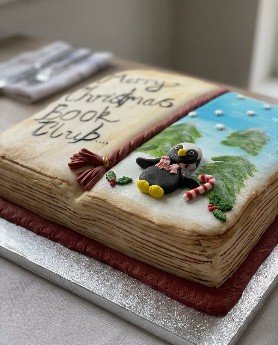 A slice of cocoa book cake served on a plate next to a cup of dark coffee