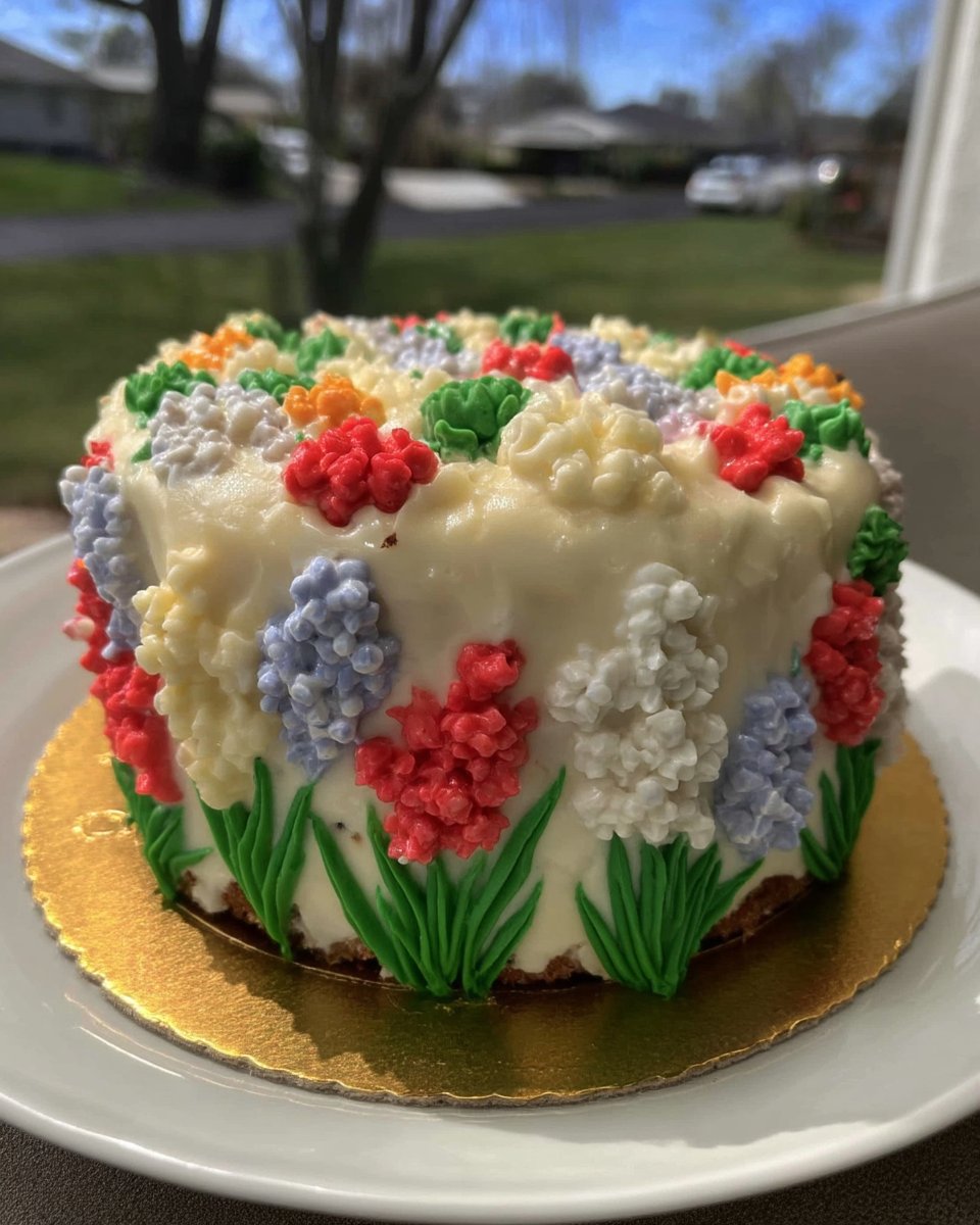 A slice of spring cake showing lemon and raspberry layers