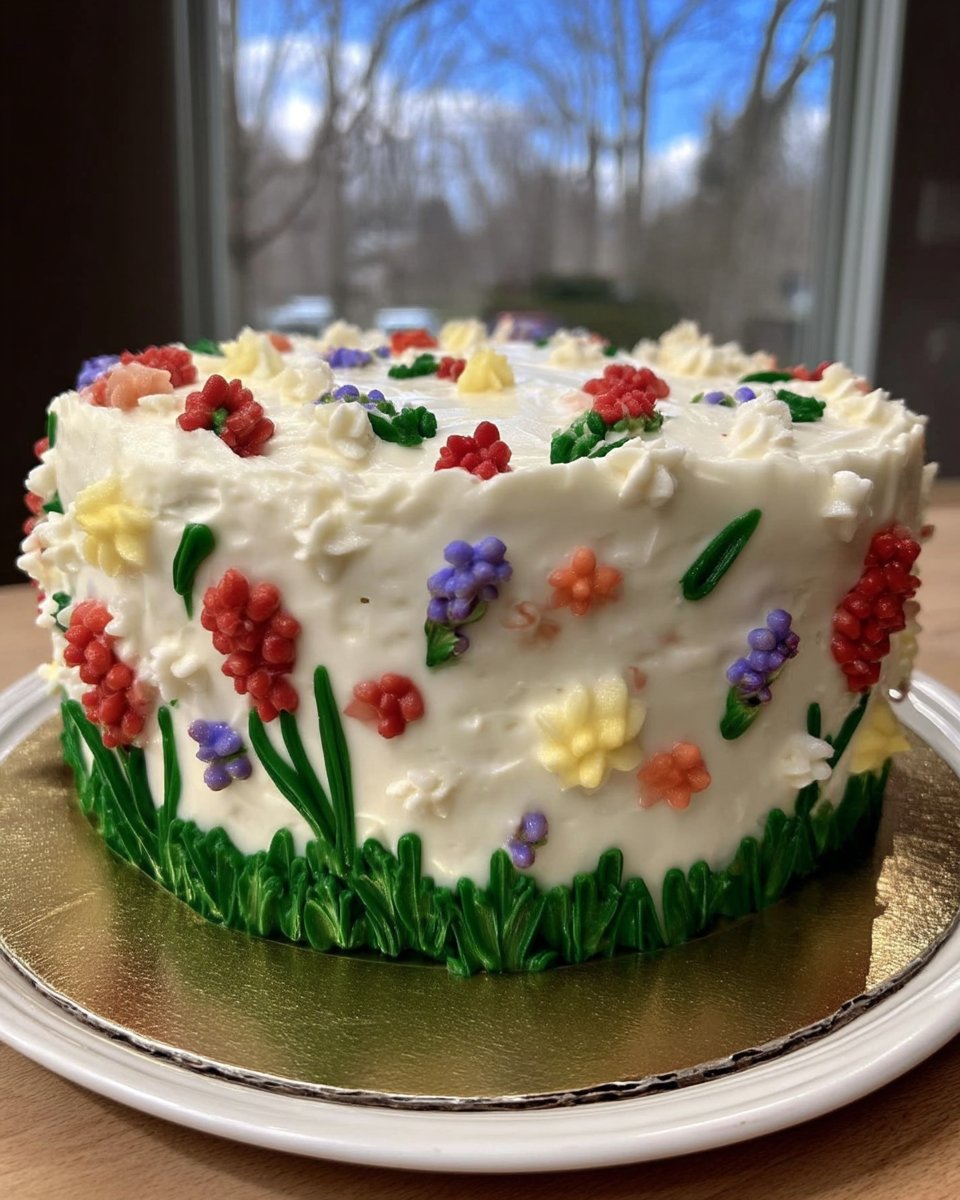 Spring cake with lemon curd and raspberry jam layers