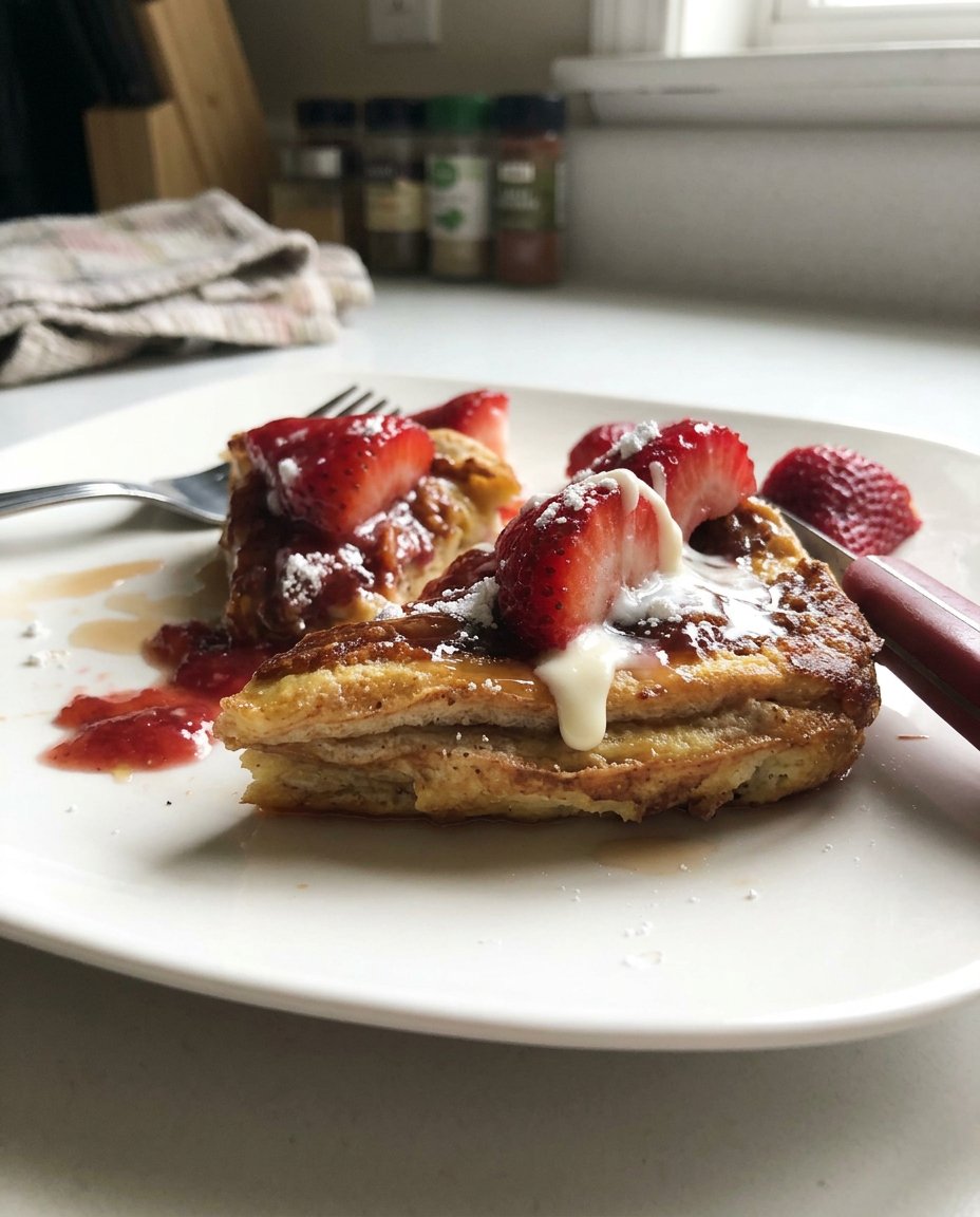 Strawberry cheesecake served on a ceramic plate with a glass of Turkish tea