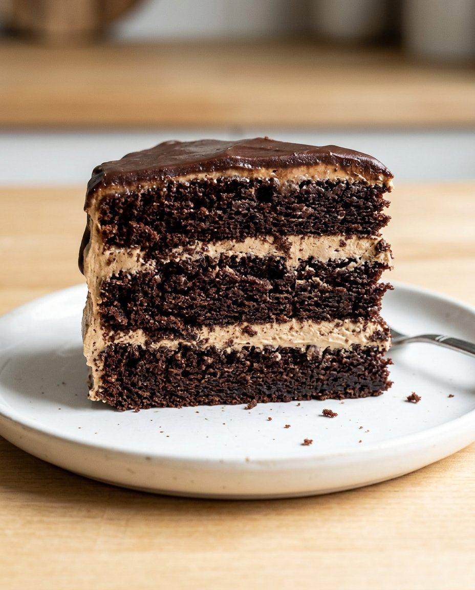 Vegan Cake 12 Ingredients for vegan cake including cocoa powder, soy milk, and apple cider vinegar on a white marble surface.