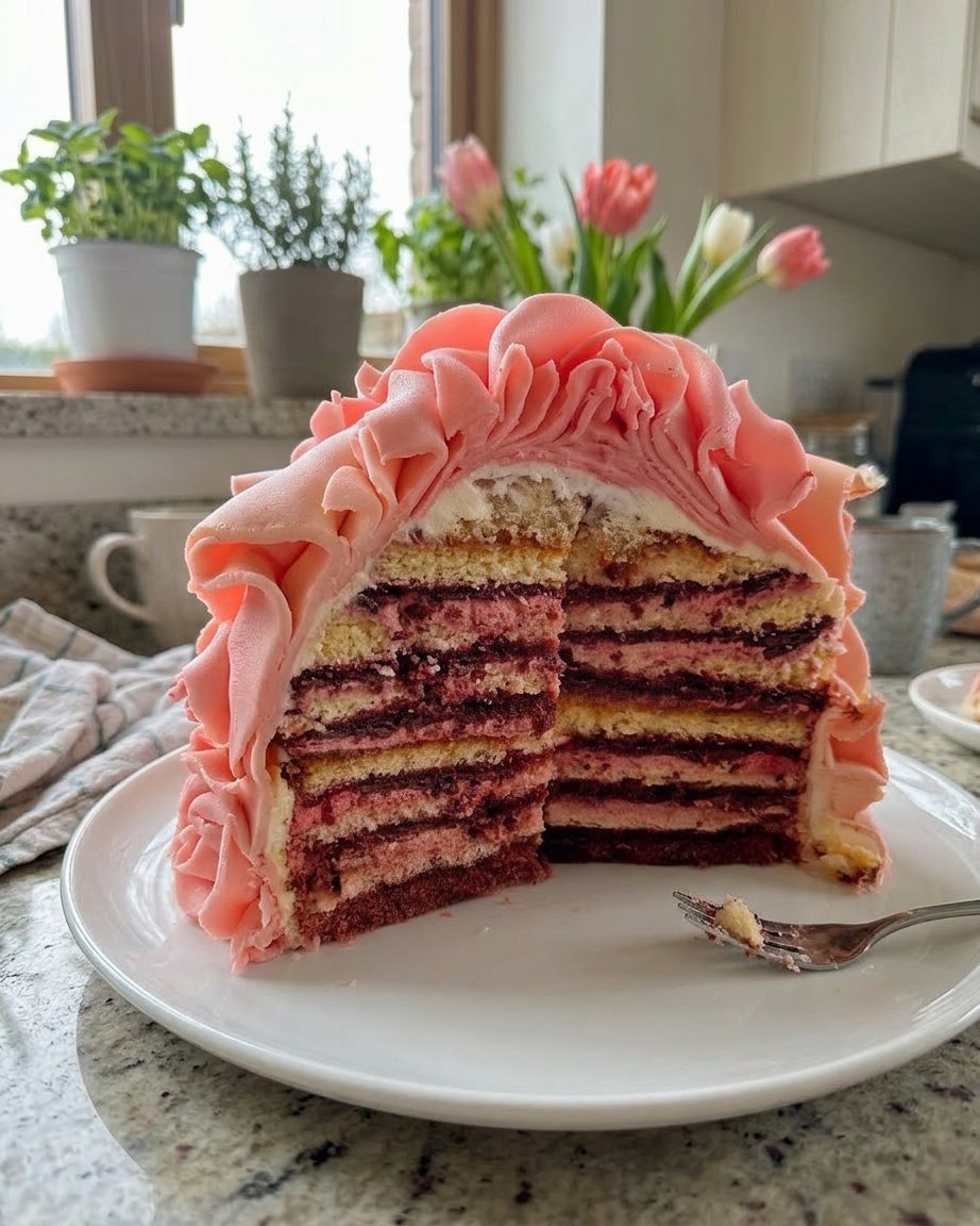 Close up of smooth pink rose buttercream frosting in a bowl