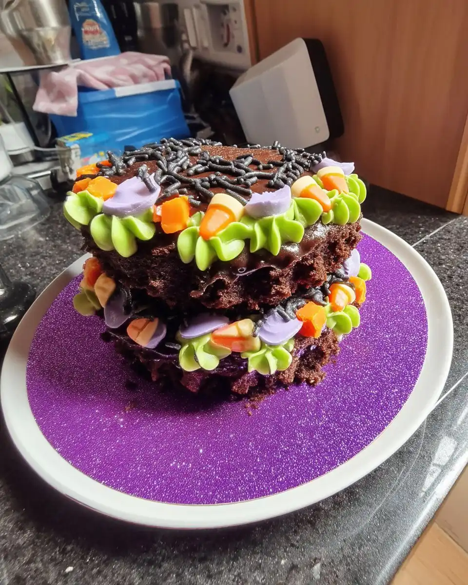 Lambeth Cake 10 A tall vanilla Lambeth cake with pink orange and yellow buttercream ruffles and flowers