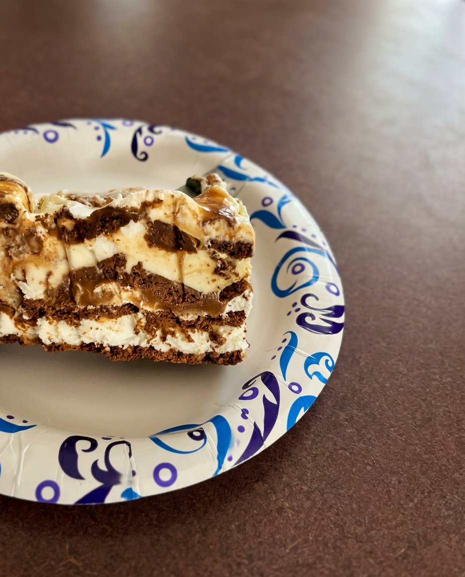 Ingredients for ice cream sandwich cake including sandwiches and magic shell