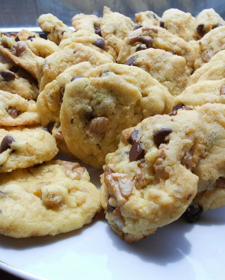 A towering three-layer chocolate cake with vibrant blue frosting and cookie decorations.