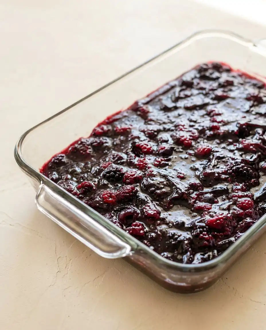 Thin butter slices layered over a Blackberry Dump Cake with Cake Mix before baking.