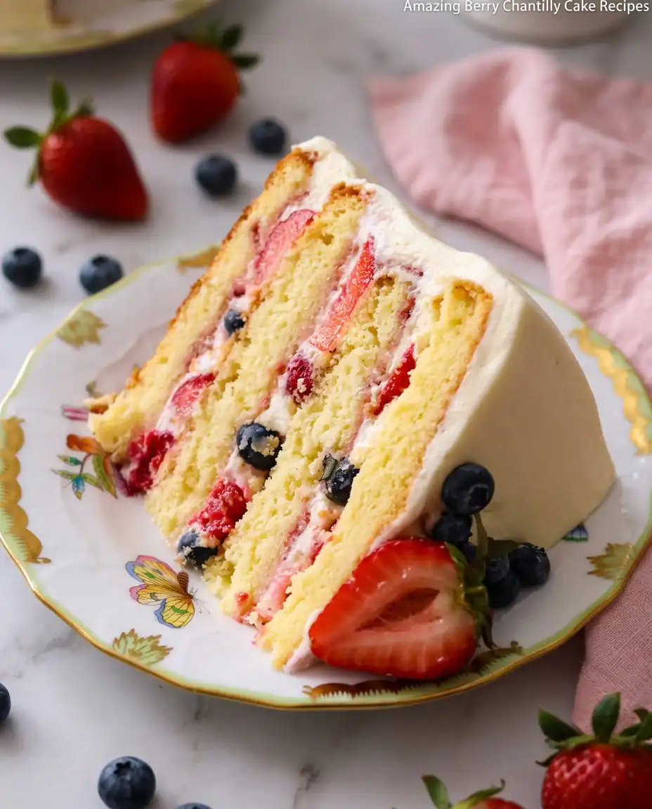 A slice of Chantilly Bliss cake served with coffee