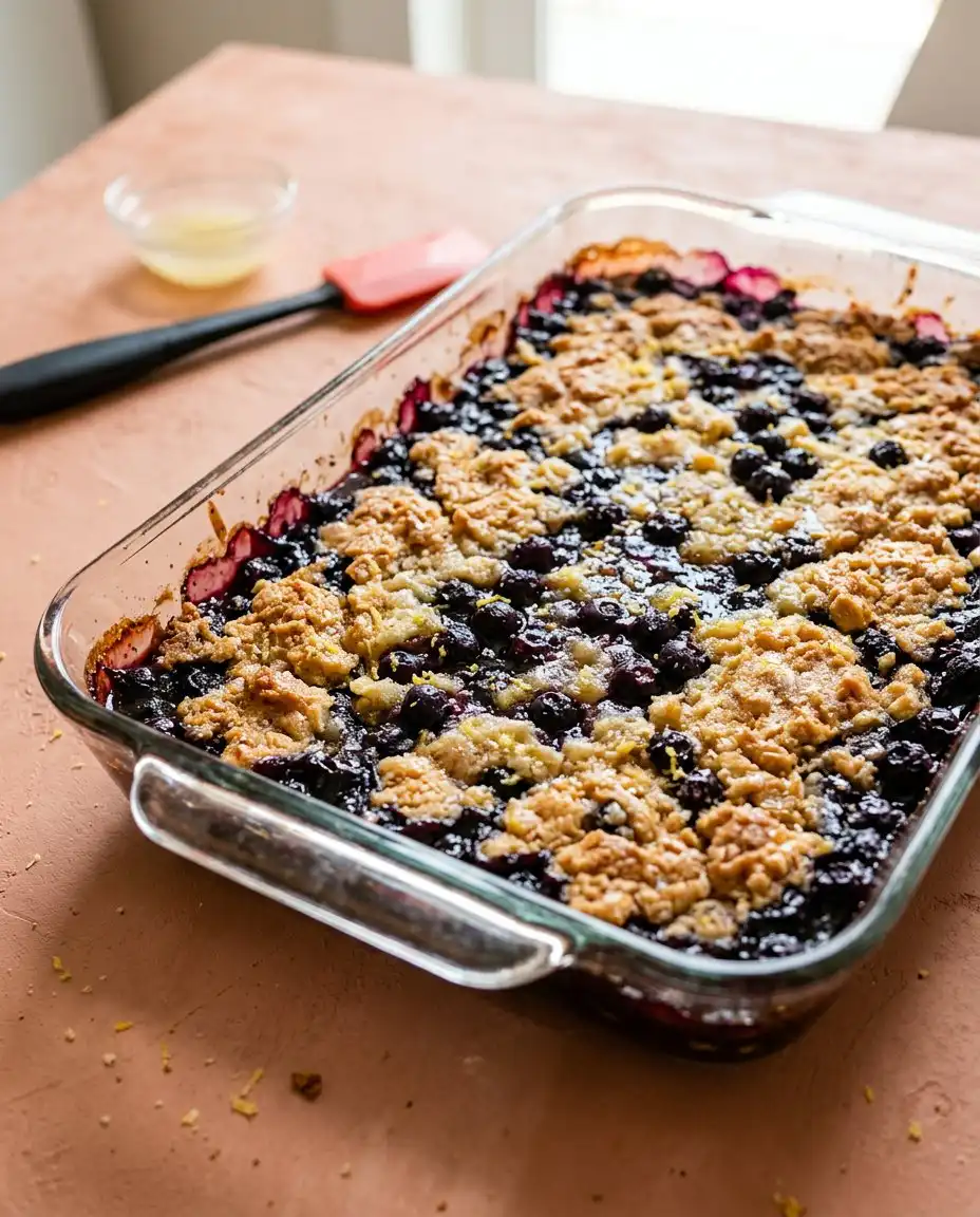 Ingredients for Blackberry Dump Cake with Cake Mix including fresh berries and butter slices.