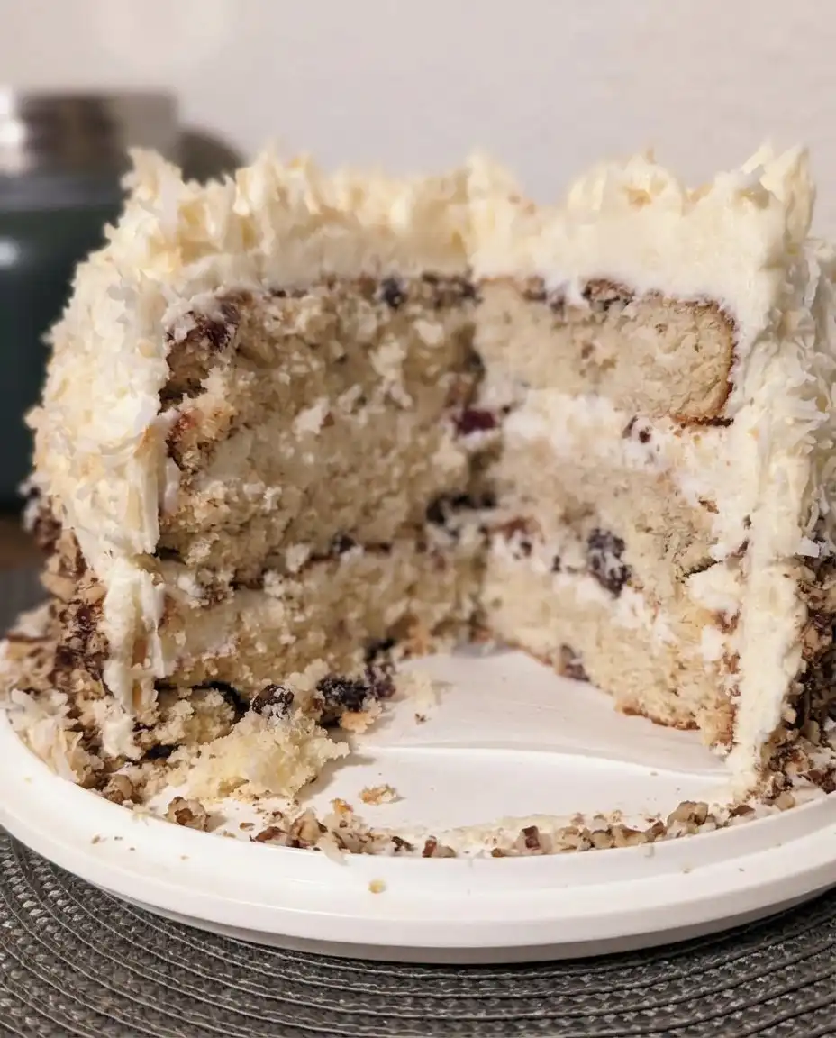 Fluffy cream cheese frosting being spread on a cake layer