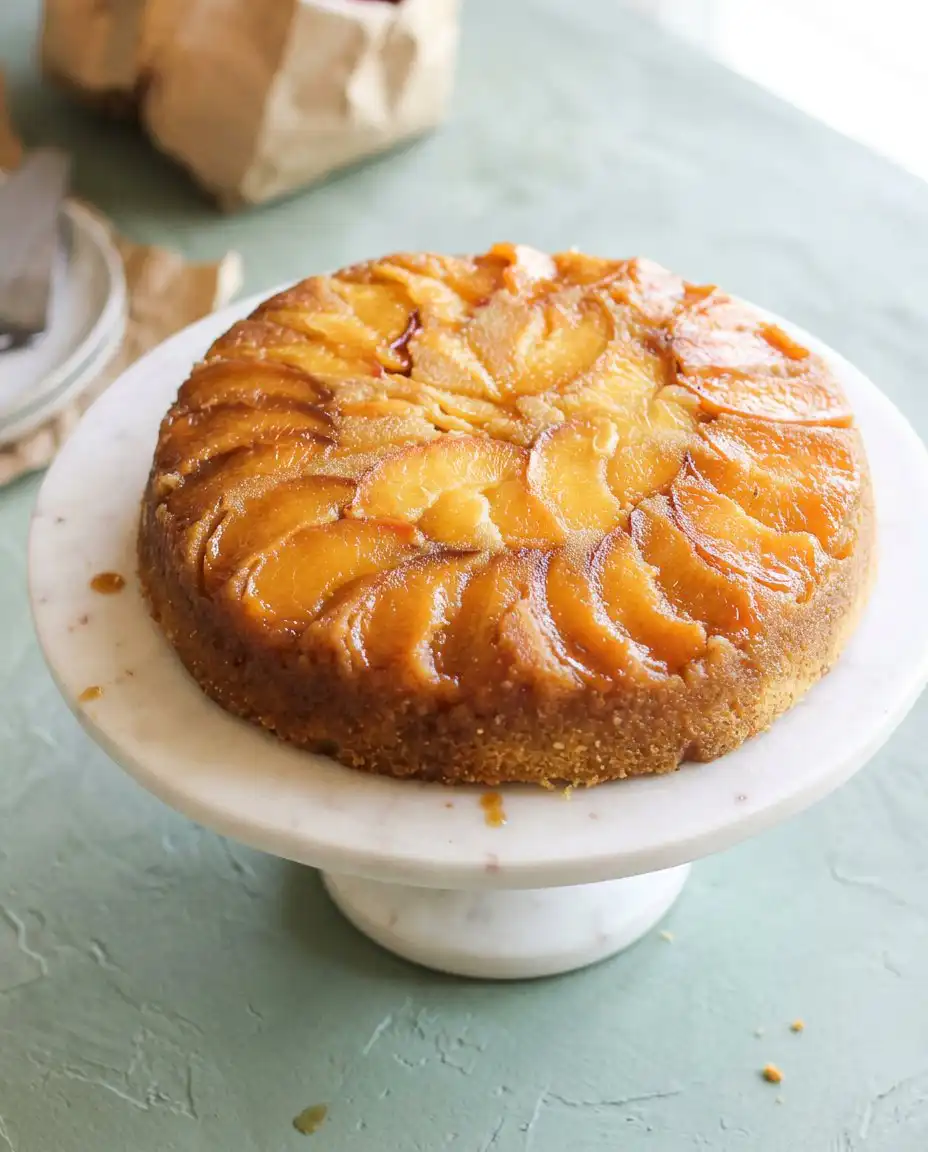 Easy Peach Pie Filling Dump Cake 12 A golden brown Easy Peach Pie Filling Dump Cake bubbling in a glass baking dish.