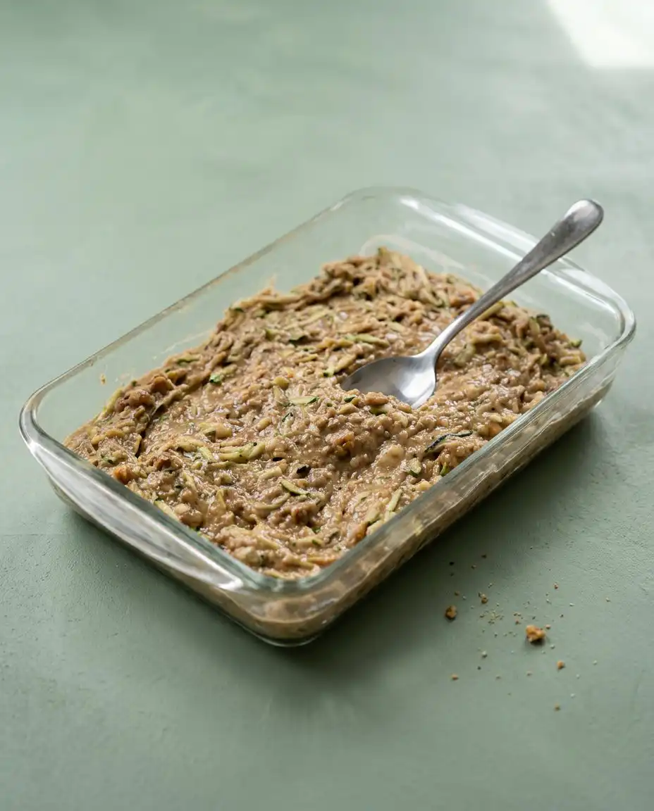 Grandma's Zucchini Cake 14 A bowl of freshly grated green zucchini next to flour and cinnamon for Grandma's Zucchini Cake.