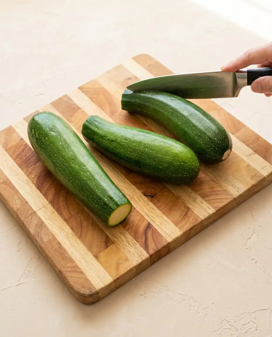 Ingredients for Gluten-Free Chocolate Zucchini Cake including cocoa and fresh zucchini.