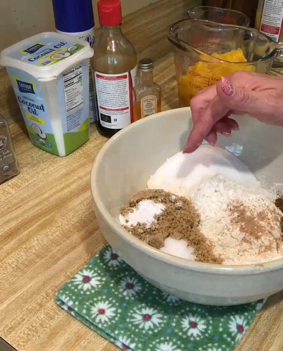 Heavenly Peach Bread 12 Ingredients for peach bread including fresh peaches, flour, and spices