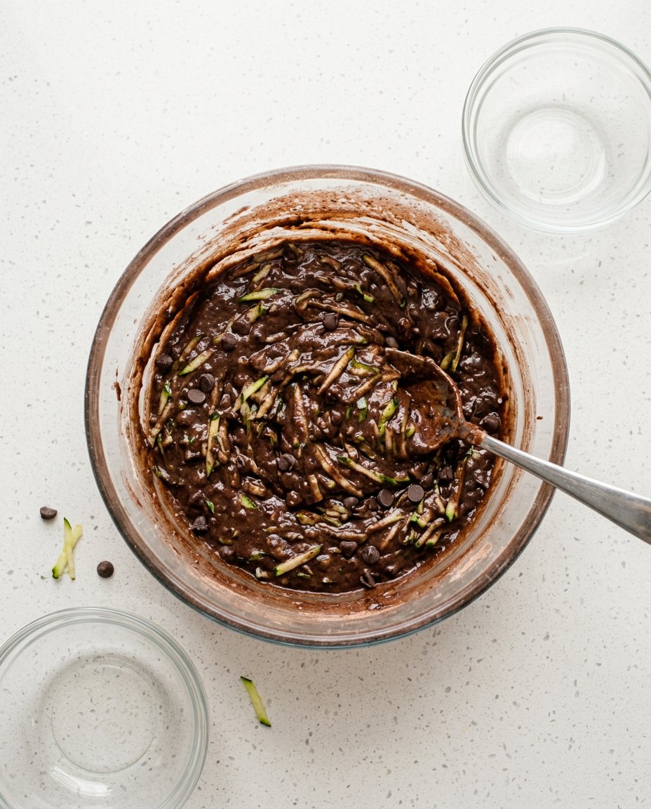 Moist Chocolate Zucchini Cake 15 A hand pouring thick liquid chocolate ganache over a baked Moist Chocolate Zucchini Cake.