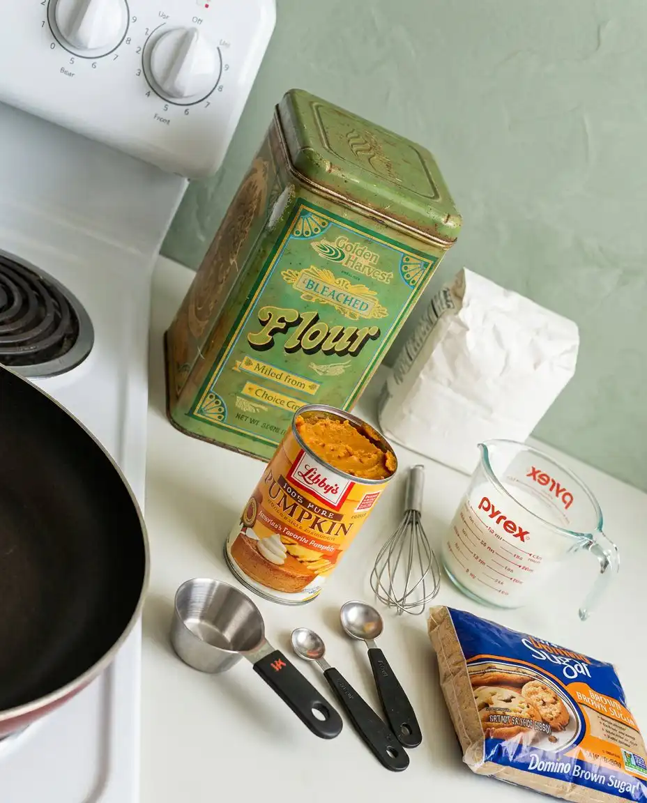 Pumpkin Spice Funnel Cake 14 Bowls of flour spices pumpkin puree and creamer for Pumpkin Spice Funnel Cake.