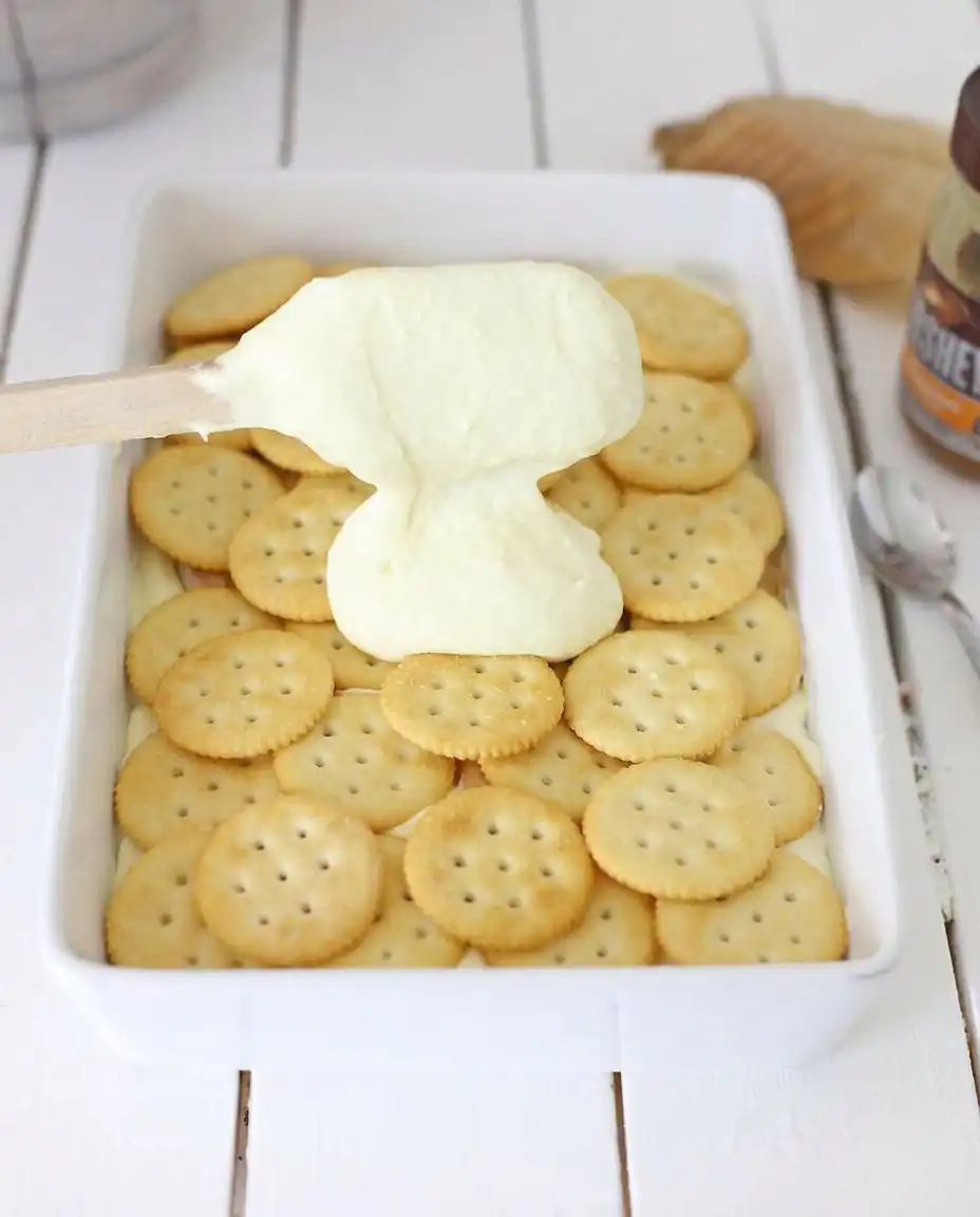 Ingredients for Ritz Cracker Salted Caramel Icebox Cake including cream cheese and Ritz crackers