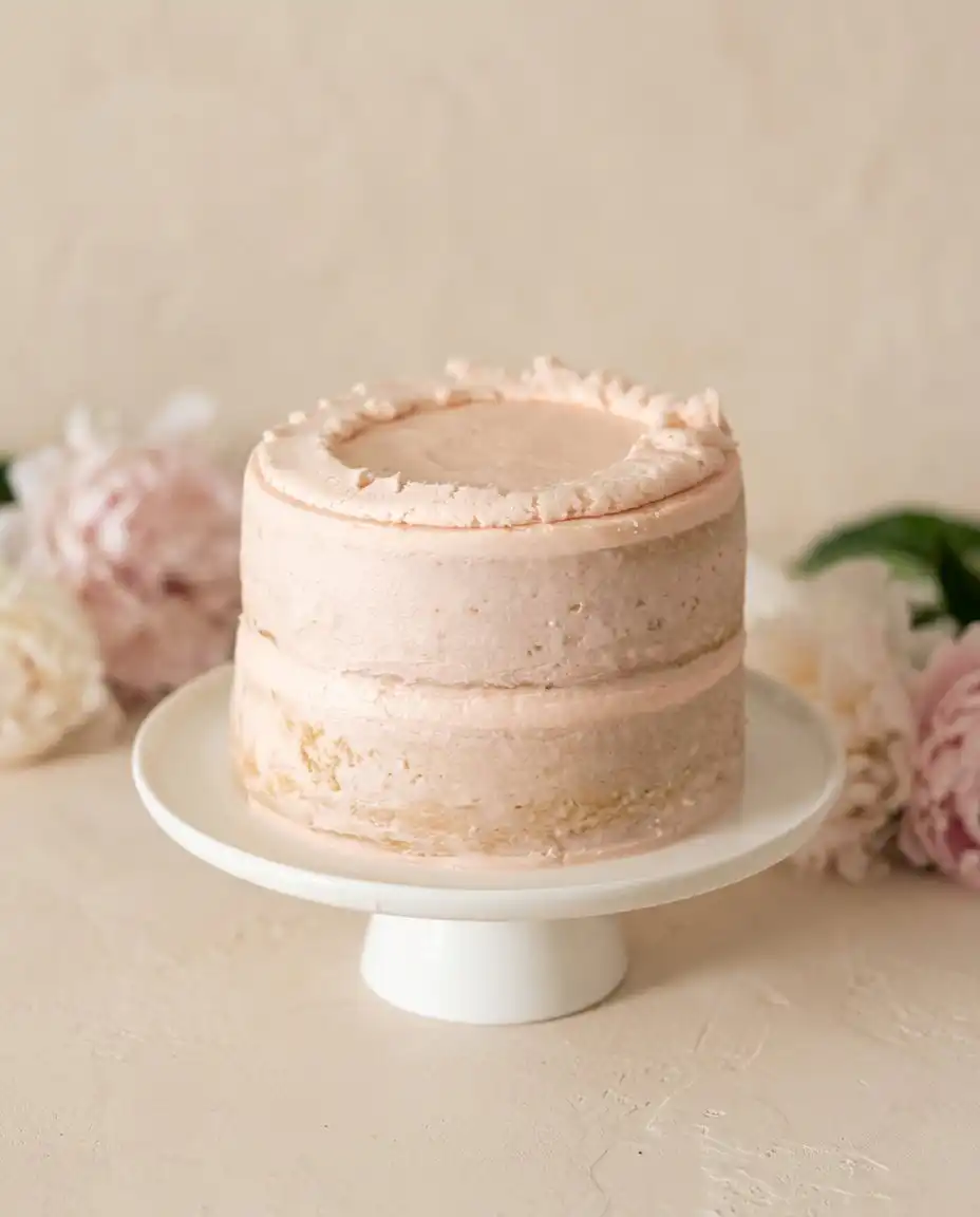 Two-Layer Smash Cake 16 A tender slice of Two-Layer Smash Cake with strawberry filling