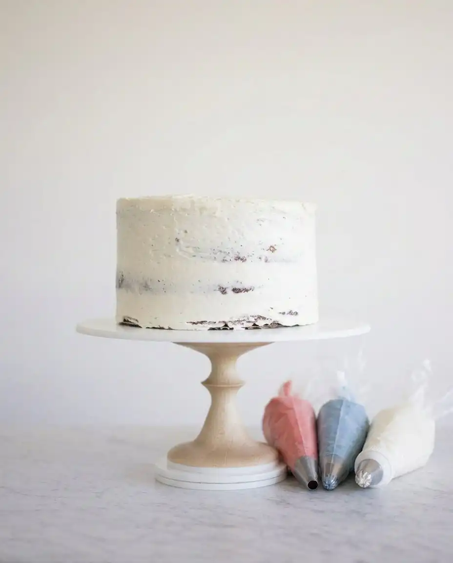 Silky smooth Swiss meringue buttercream being whipped in a mixer