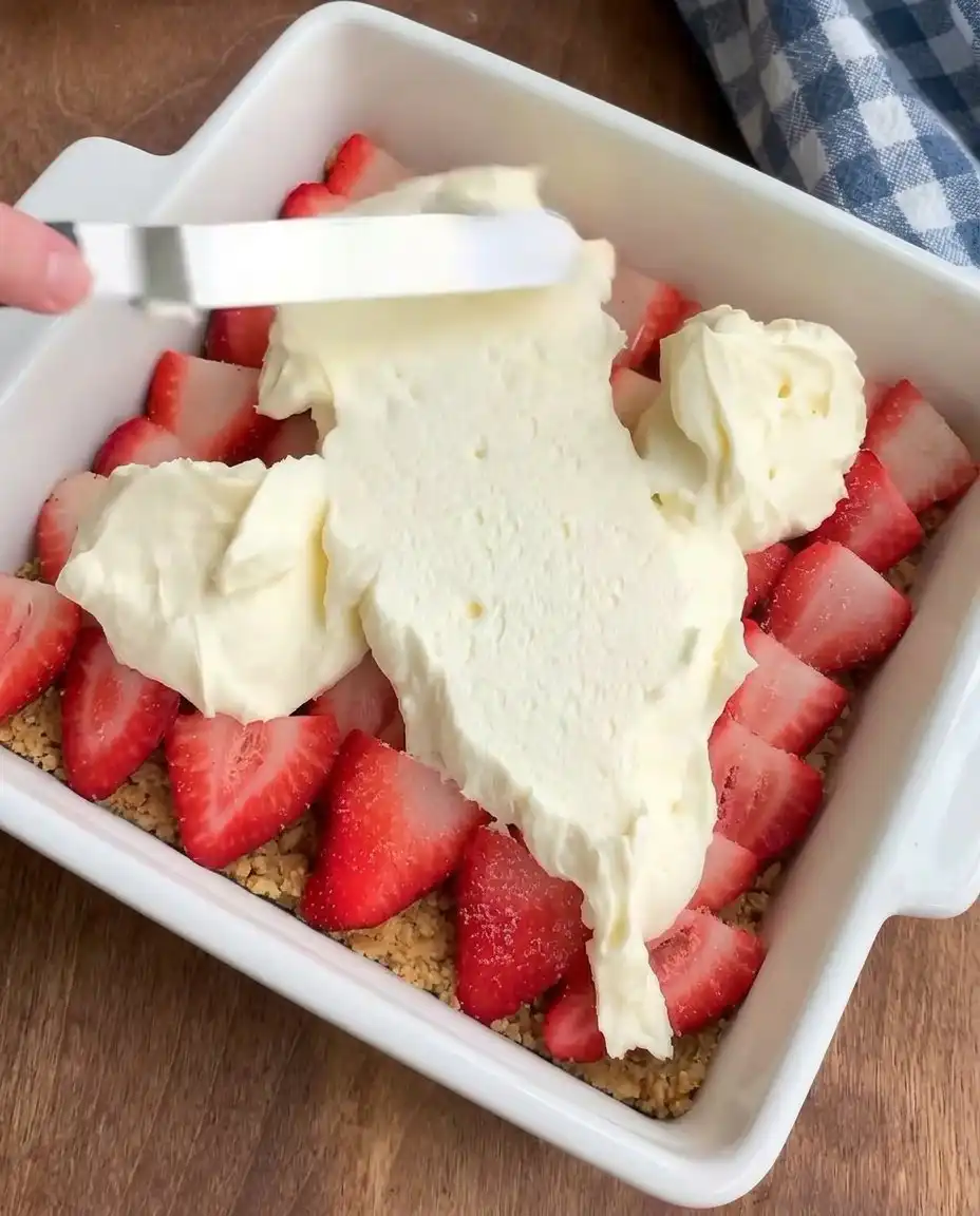 No-Bake Strawberry Dream 13 Heavy whipping cream beaten to stiff peaks in a metal bowl