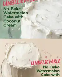 No-Bake Watermelon Cake with Coconut Cream - Easy Watermelon Cake Birthday Dessert Recipe