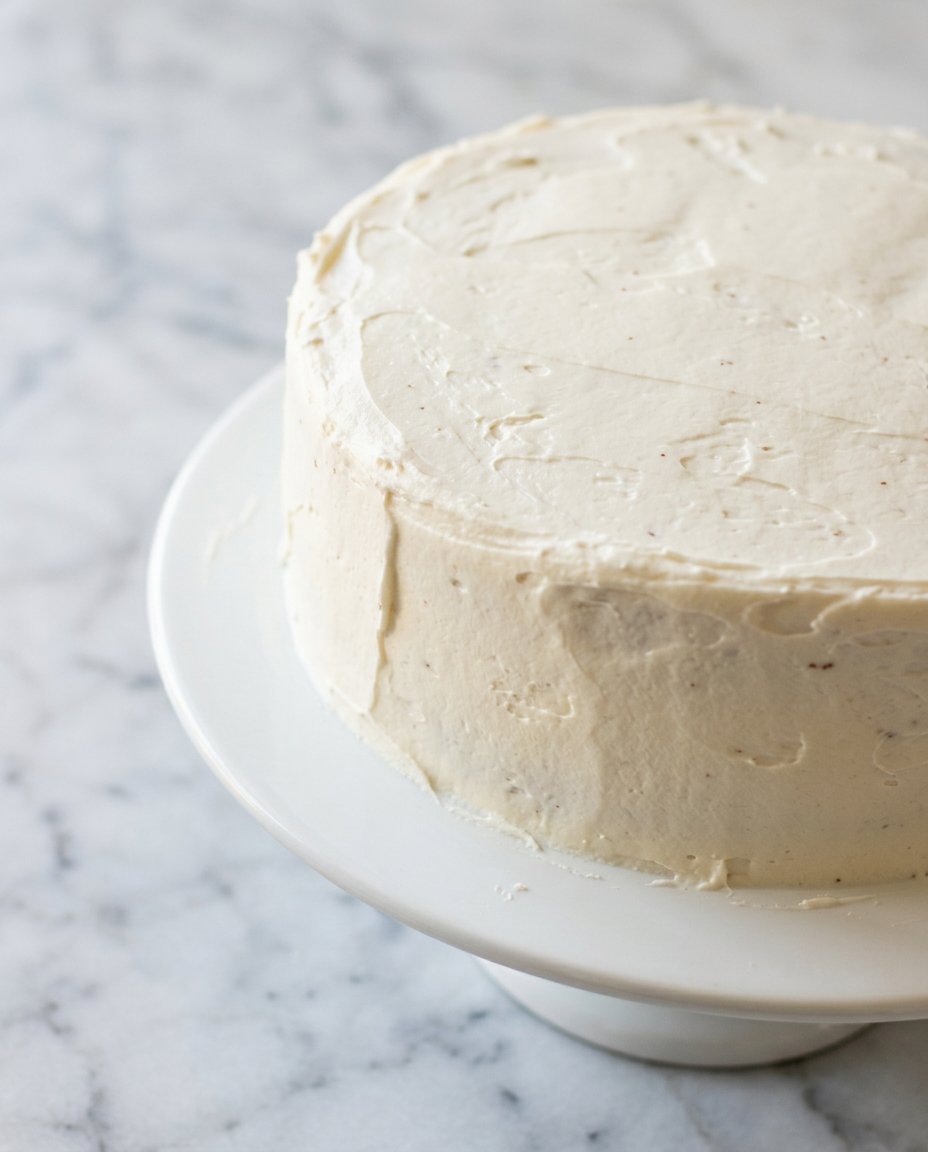 Classic Carrot Cake with Cream Cheese Frosting 12 A golden-brown classic carrot cake with cream cheese frosting sits ready on a wire rack.