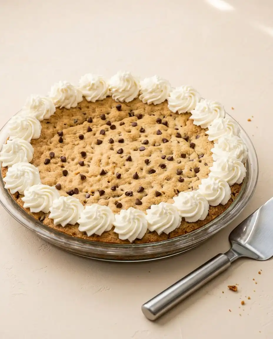 Classic Chocolate Chip Cookie Cake 12 A freshly baked Classic Chocolate Chip Cookie Cake cooling on a wire rack.