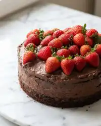 Slices of Hershey's Perfectly Chocolate Cake on a white plate showing a moist and tender crumb.