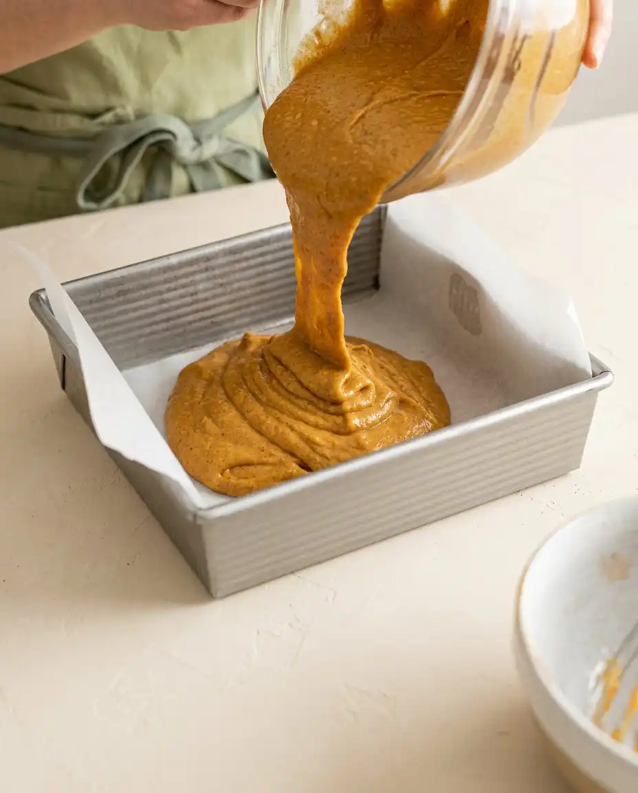 Cutting cold unsalted butter into brown sugar and flour for Pumpkin Streusel Coffee Cake topping.