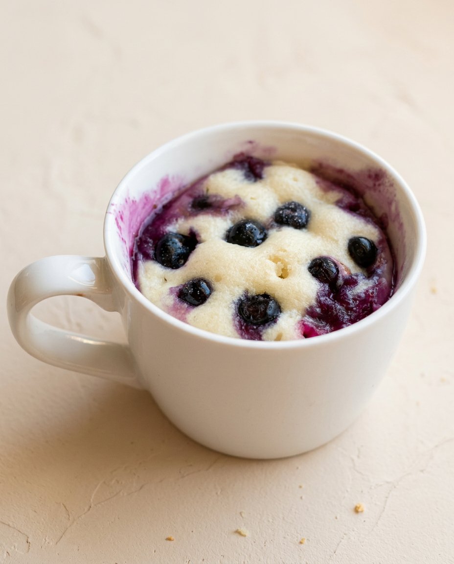 Easy Blueberry Mug Cake 16 An easy blueberry mug cake served next to a traditional cup of dark Turkish coffee.