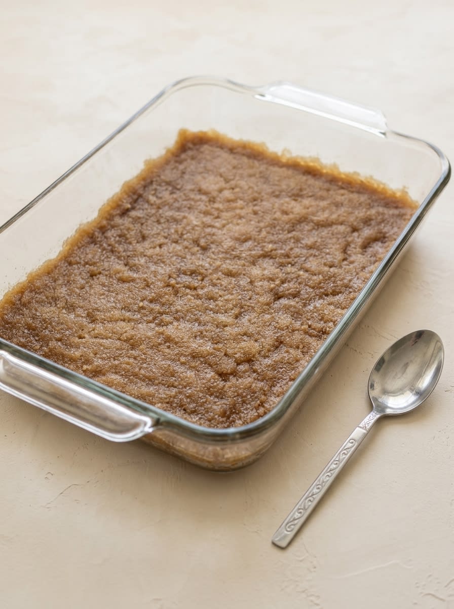 Peach Upside Down Cake with White Box Cake Mix 15 Hands in oven mitts flipping a warm Peach Upside Down Cake with White Box Cake Mix onto a platter.