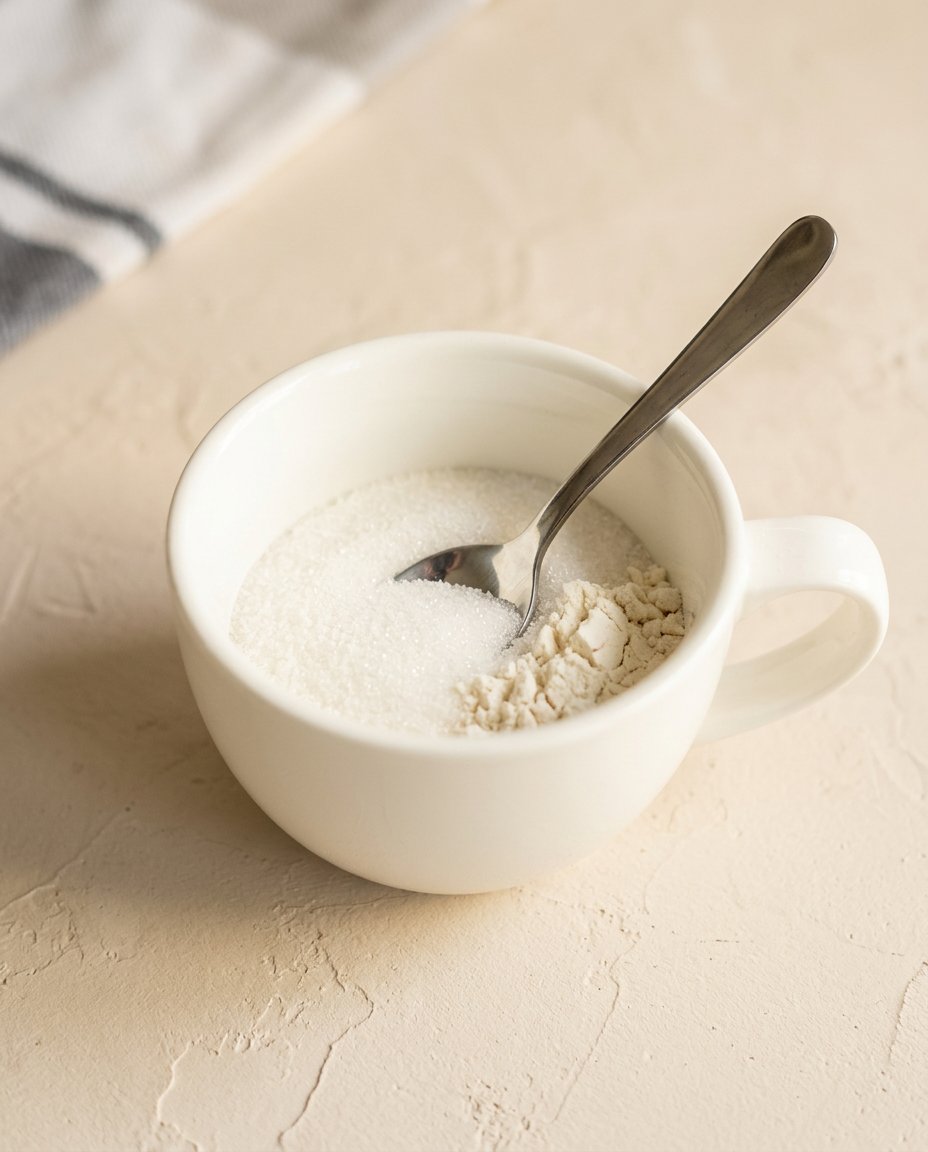 Fresh lemons melted butter milk and sugar gathered for baking a lemon mug cake