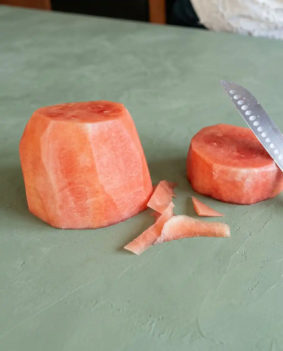 Ingredients for Baby's First Watermelon Yogurt Cake including fresh melon and berries.