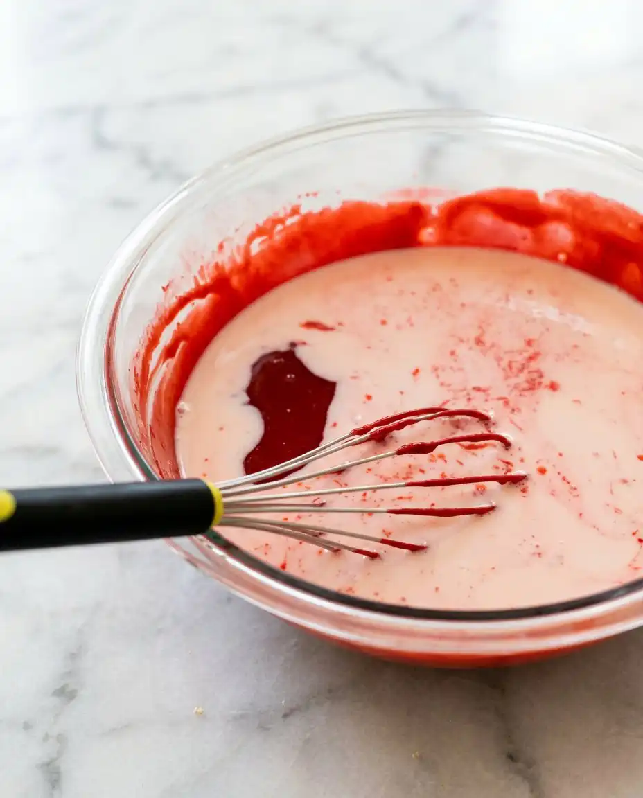 Carefully applying smooth cream cheese frosting to a Red Velvet Layer Cake